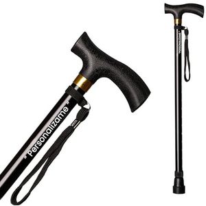 Personaliseerbare wandelstok voor ouderen, uittrekbaar, van aluminium, voor oudere mannen en vrouwen, in hoogte verstelbaar van 74-95 cm, zwarte wandelstok