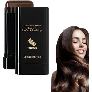Waterdichte en zweetbestendige haarverfstick, witte haarverbergerstickkam, verbeterde draagbare haarverfstick met ingebouwde kam, 2-in-1 bijwerkkam, grijze haar-bijwerkstick (brown#3)
