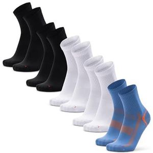DANISH ENDURANCE Kwartsokken voor Dames & Heren, Anti-blaar, Lichte Enkelcompressie, Sportsokken, Sneakersokken, 3- of 5-paar, Veelkleurig (2x Zwart, 2x Wit, 1x Blauw/Oranje), EU 39-42