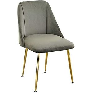 GEIRONV 1 stks metalen benen dining stoel, fluwelen stoel en rugleuningen bureaustoel keuken slaapkamer lounge stoel 51 × 49 × 78 cm Eetstoelen (Color : Gris, Size : Golden Legs)