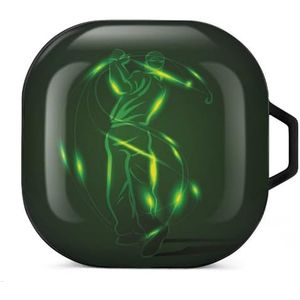 Golfer oordopjes hoesje compatibel met Samsung hard shell beschermhoes zwart stijl