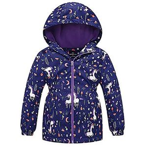 SXSHUN Kinderen Meisjes Softshell Jas Met Fleece Voering Overgang Jas Druk Wandel Jas Outdoor Jas Warm Winddicht Ademend Lente Herfst, 116, koningsblauw(Maat label:120)
