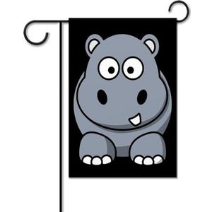 Grijze Hippo Grappige Tuin Vlaggen Voor Buiten Dubbelzijdig 12x18 Inch Decoratieve Huis Yard Vlag Gedrukt Gift Welkom