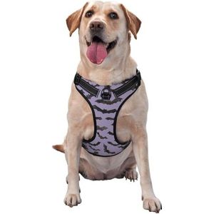 Ademende en verstelbare hondenharnassen met riem, paarse cartoon vleermuizen hondenharnas voor grote middelgrote en kleine honden