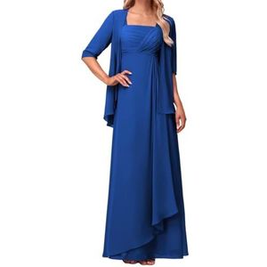 WSEYU Chiffon bruidsmeisjesjurk voor dames, voor bruiloft, ruches, galajurken, plooien, cocktailjurken, grote maten, koningsblauw, 32