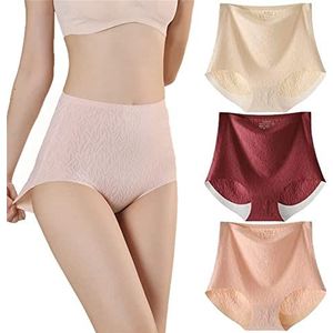 JOCCOS Verse Naadloze Hoge Taille Butt Lift Slipje Voor Vrouwen, Naadloze Butt Lift En Tummy Control Lace Stripe Slips, C (3 Stukken), XXL