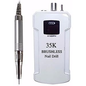 Elektrische nagelvijl, Oplaadbare nagelboor 35000 RPM draagbare elektrische E-vijl Malory acryl nagel gel polish remover machine met borenset, manicure Nail Tech Art Salon Home DIY voor zowel natuurli