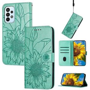 Telefoon Flip Case Cover, Slim Case Compatibel met Samsung Galaxy A72 4G/5G Portemonnee Hoesje met Kaarthouder, Reliëf Bloemen Cover Lederen Folio Flip Case Schokbestendige Beschermhoes Compatible wit