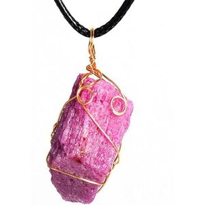 Ruwe Kristallen Helende Stenen Hanger Ketting Voor Dames en Heren Chakra Balancing Reiniging Reiki Edelstenen Sieraden,Cobalt Calcite+Golden Chain