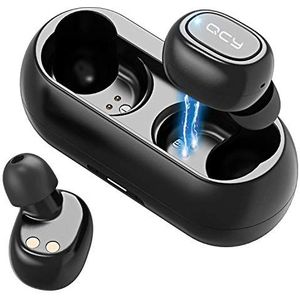 QCY T1C True Wireless Bluetooth 5.0 Oortelefoon 3D-stereo hoofdtelefoon draadloze hoofdtelefoon met ruisonderdrukking ingebouwde microfoon voor iOS en Android zwart