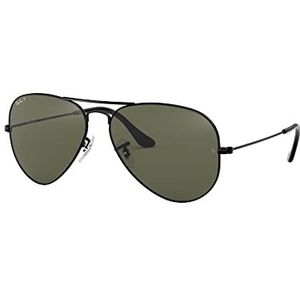Ray-Ban Unisex-Aviator voor volwassenen, G15 Glazen, Metalen zonnebril, Zwart, 62 mm