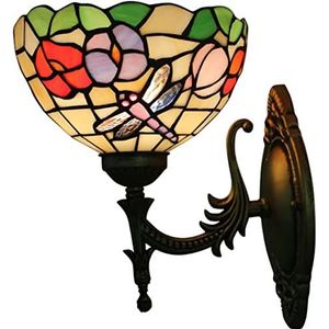 Tiffany Stijl Wandlamp, Tiffany Wandlamp 7.8-Inch Gebrandschilderd Glas Libelle Lampenkap, Victoria Decoratieve Wandlamp Koplamp, Slaapkamer