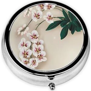 Bell orchidee draagbare pillendoos, 3 compartimenten medicijnpillenetui, bedrukte pillenorganizer voor zakportemonnee en reizen