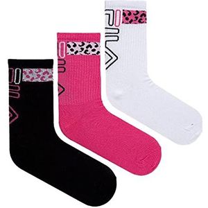Fila X3 paar damessokken, roze/wit/zwart, Roze, 35-38