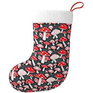 Aubnva Rood Wit Paddestoel Print Kerst Kous 17.7 inch Feestelijke Decor Voor Xmas Familie Bijeenkomsten Party Gunsten
