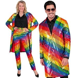 Widmann - Feestmode paillettenjas, regenboogkleuren, jas, vest, feestoutfit, disco, carnaval