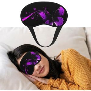 Zacht slaapmasker, comfortabel, verduisterend oogmasker met verstelbare riem, paarse en zwarte vlinderoogschaduw, hoes voor vrouwen en mannen, diepe rust, reizen, werk thuis