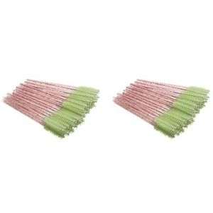 2 set van Pack van 50 Wimpers Borstel Exquisite Vrouwen Accessoires Wenkbrauw Pincet Gemakkelijk Grip Removal Tool Valse Brow Borstels Roze Rod/Groen