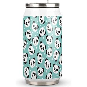 Leuke Panda Beer Travel Mok met Deksel Coke Cup Geïsoleerde Tumbler Water Fles Thee Cup Voor Vrouwen Mannen