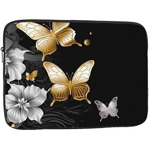 Laptop Case Sleeve 13 inch Laptop SleeveGold White Butterflies Black Laptop Bag Shockproof Protective Carrying Case