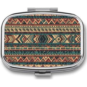 Pillendoosje pillenhouder met 2 compartimenten, metalen pillenorganizer, Indiaanse schattige draagbare pillenhouder met grote capaciteit voor pillen en vitaminen en geneeskunde