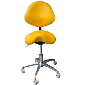 JAVPTAV Zadelstoel, rollende ergonomische draaibare kruk stoel, professionele bureaustoel zadelkruk met zware metalen basis, studio hydraulische rolkruk (geel)