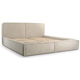 Gestoffeerd bed met hoofdsteun, framebedframe, bedlade en lattenbodem, tweepersoonsbed, gewatteerd hoofdeinde, Corduroy Stof BETT 04-140x200 - Beige (Poso 02)