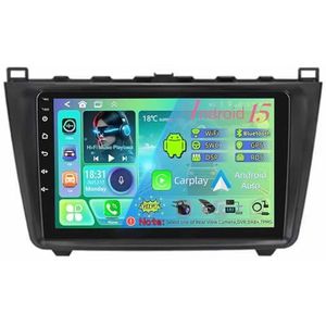 Dubbele DIN 9 inch Android 15 autoradio voor Mazda 6 2 GH 2007-2012 met Wireless Carplay AHD achteruitrijcamera Bluetooth stuurbediening GPS navigatie (T200 [4+32G])
