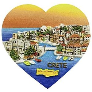 Crete Griekenland 3D hartvormige koelkast magneet hars reizen souvenirs, handgemaakte huis- en keukendecoratie kreta koelkastmagneet collectie cadeau
