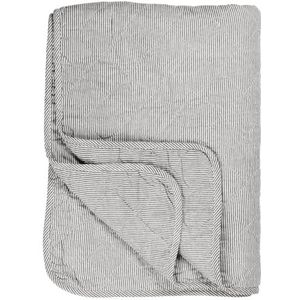IB Laursen - Quilt, deken, knuffeldeken, sprei - kleur: wit-grijs gestreept - 180 x 130 cm - 100% katoen
