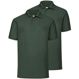 Poloshirt * 65/35 polo * Fruit of the Loom M L XL XXL 3XL 4XL 5XL ook kleurensets, flessengroen + Myshirt gymtas, L