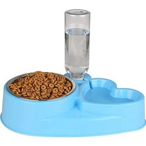 YABAISHI Pet Supplies automatisch Liefde dubbele kleur Water Double Kom Van De Kat En Hond Kom Kom met waterfles Automatische Feeding (Color : Blue)