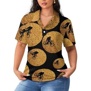 Golden Moon Bigfoot Sasquatch Poloshirts voor dames, korte mouwen, casual T-shirts met kraag, golfshirts, sportblouses, tops, XL