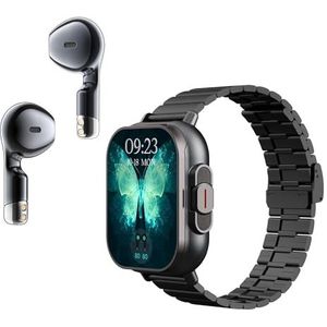 Smartwatch Voor Heren Dames Android IOS, Ingebouwde Headset En Bluetooth Bellen (beantwoorden/bellen) 2.0-inch Fitnesstracker Met IP67 Waterdicht, Hartslag-SpO2-monitor(Black,Metal)