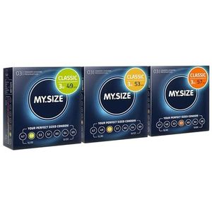 MY.SIZE Condoomset maten 2, 3, 4-49, 53, 57 mm, 3 x 3 stuks - de juiste maat voor iedereen