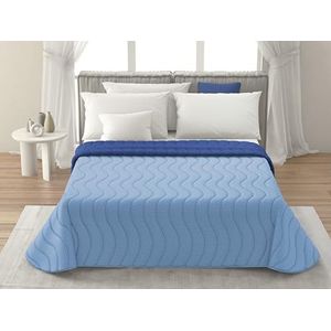 MAXIME MAISON - Sprei 245x265 Ideaal voor Tussenseizoen (100 gr/mq) 100% Extra Zachte Microvezel, Dubbelzijdig Thema Dubbele Kleuring, Made in Italy (Denim/Kobalt)