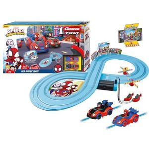 Carrera First I Spidey Web Spinners Racebaanset, auto voor racebaan, racebanen en gelicentieerde Slotcars, tot 2 spelers, voor kinderen vanaf 3 jaar en volwassenen