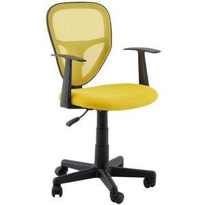 Kinderdraaistoel Studio - Ergonomische bureaustoel met armleuningen, verstelbaar, geel - ideaal voor kinderen, ademend mesh, eenvoudige opbouw [tot 80 kg]