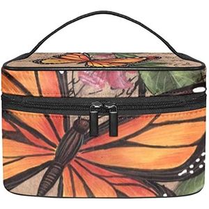 Butterfly in Flight make-up organizer tas, reismake-up tas organizer case draagbare cosmetische tas voor vrouwen en meisjes toiletartikelen, Meerkleurig, 22.5x15x13.8cm/8.9x5.9x5.4in