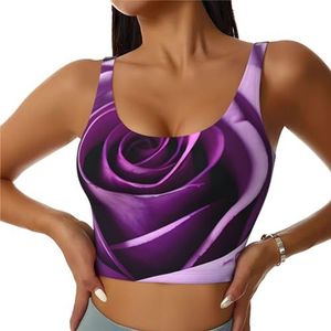 Paars Rose Print Comfortabele Vrouwen Sport Vest Yoga Workout Vest Voor Vrouwen Lichtgewicht Zomer, Zwart, S