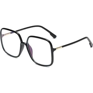 NOVESIXTDAT Grote leesbril met vierkant frame voor dames en heren, onbreekbaar, oversized blauw licht blokkerende veiligheidsbril, niet-verblindend (kleur: zwart, maat: +250)