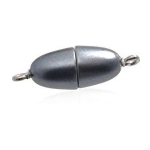 Creative-Beads Magneetsluitingen, 6 stuks, voor kettingen en sieraden extra sterke magneet ovaal olijf 8x17mm antraciet