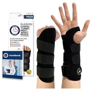 dr. Artritis arts ontworpen, verstelbare polssteun/polsspalk, tendinitis/carpale tunnelspalk, ondersteunende nachtbrace en polsbrace [rechts + links]