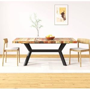 Prolenta Premium - Eettafel van gerecycled massief hout en kruis van staal 180 cm