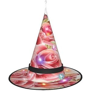 ASEELO Heksenhoed roze rozenbloesem Halloween heksen hoed voor Halloween kostuum fancy dress accessoire