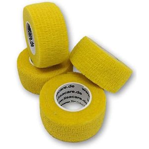 LisaCare Vingerpleister zelfklevend - elastische, waterdichte, stof- vet- en vuilafstotende pleister - geel - 4 rollen á 2,5 cm x 4,5 m