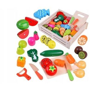 COIL Houten speelgoed voor de keuken voor kinderen, groenten en fruit van hout, keukenaccessoires voor kinderen, hout met magneet, keukenspeelgoed, educatief speelgoed, cadeau voor kinderen