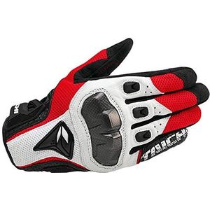A Ademende lederen motorhandschoenen racehandschoenen heren motorcrosshandschoenen handschoenen (Kleur : 391 White Red, Size : M)