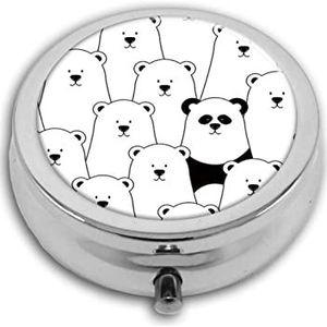 Panda Pill Box-3 Compartiment Geneeskunde Pil Case, Draagbare Geneeskunde Tablet Vitamine Houder Organizer Voor Portemonnee Pocket