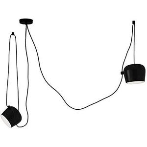 Moderne hanglamp hanglamp creatieve hoek hoogte verstelbare draaibare ronde metalen kroonluchter trap woonkamer keukeneiland eettafel kantoor loft bar spots, kabel 200 cm (zwart, 2-lampen)